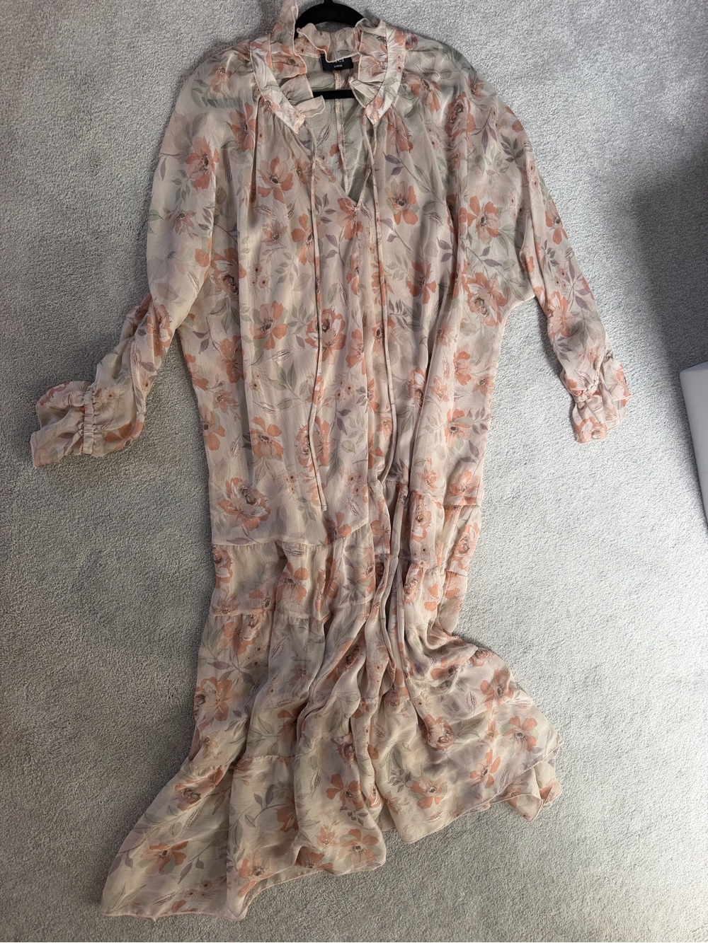 Vici Cream Maxi Dress with Peach Floral Print